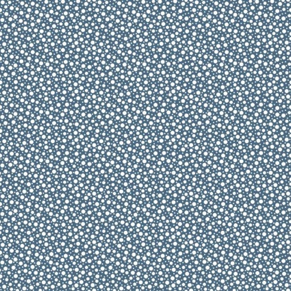 Franny's Flowers Random Dots in Dark Blue by Maywood Studio designed by Kim's Cause, continuous cuts of Quilter's Cotton Fabric