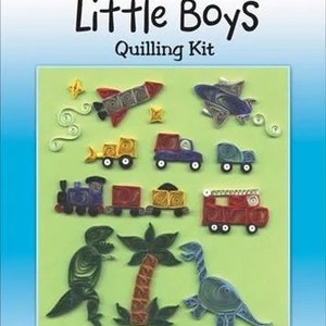 Just for Little Boys Paper Quilling Kit includes Car, Truck, Digger, Rocket, Train, Dinosaurs, Plane, & Fire Truck by Quilled Creations