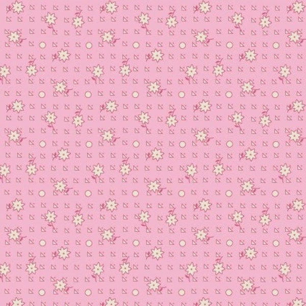 Nana Mae VI Pink geometric print 22 by Henry Glass continuous cuts of Quilter's Cotton 30's print Fabric
