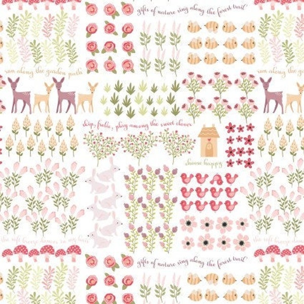 Kaisley Rose Sophia in White by Poppie Cotton continuous cuts of Quilter's Cotton Fabric