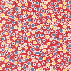 Sweet Melodies Daisy Dots Blenders Feedsack in Red by Moda continuous cuts of Quilter&#39;s Cotton Fabric