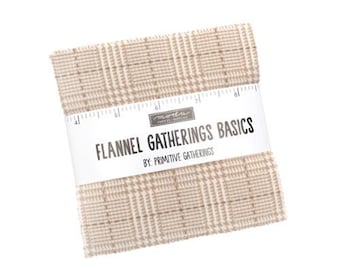 Flannel Gatherings Flannel Charm Pack by Primitive Gatherings for Moda Fabrics 100% Cotton Flannel 42 five inch squares