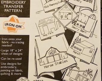 Born in a Barn Aunt Martha's #3962 Vintage Embroidery Hot Iron Transfer Cross Stitch Pattern