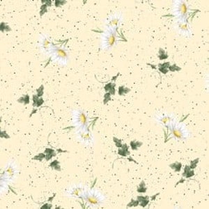 Bramble Patch Daisy Toss in Yellow by Maywood Studio designed by Hannah Dale, continuous cuts of Quilter&#39;s Cotton Fabric
