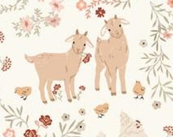 Barnyard Babies in White from Primrose & Parsley by Poppie Cotton continuous cuts of Quilter's Cotton. Spools 'n Stitches Shop Hop Fall 2026