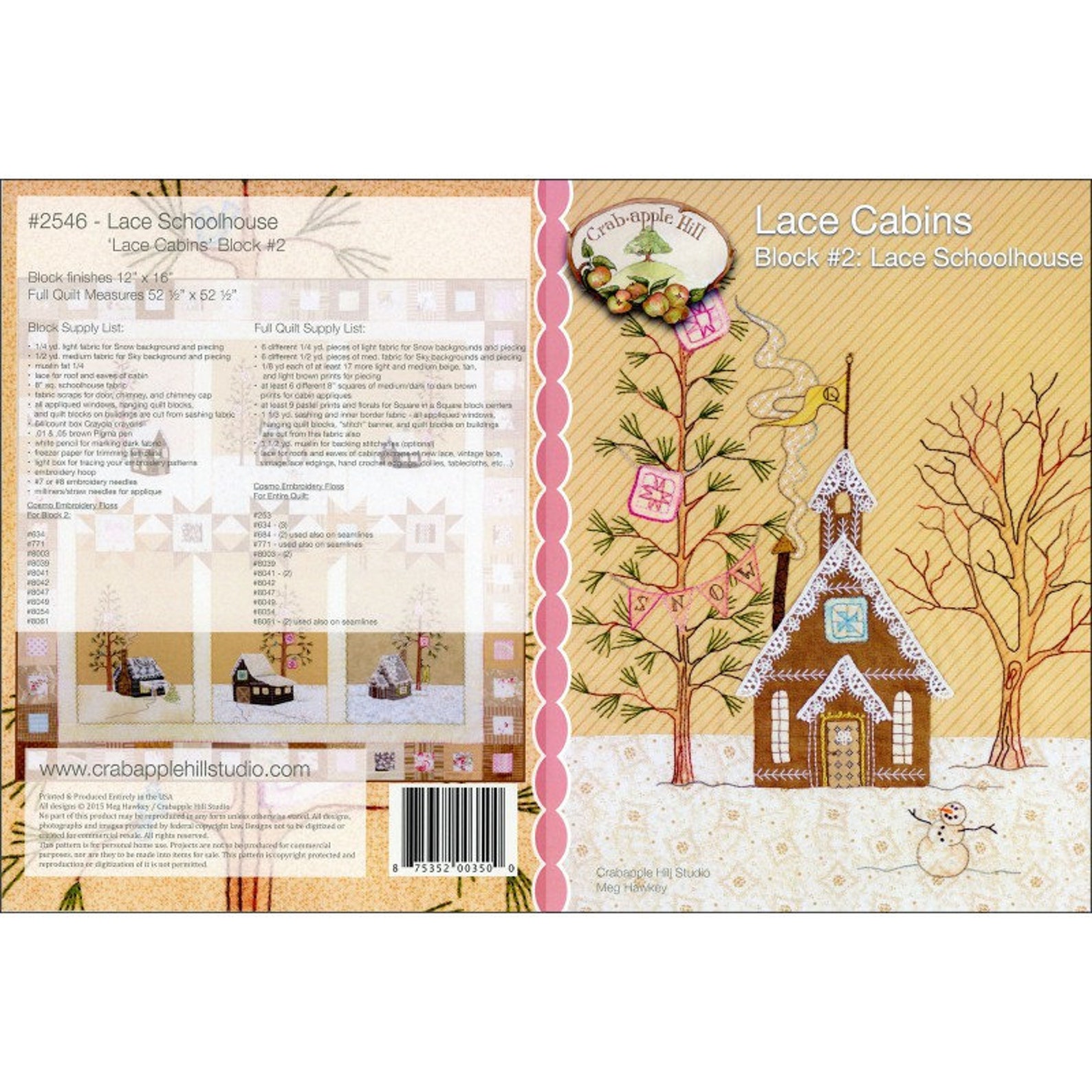 Lace Cabins Quilt Pattern by Meg Hawkey of Crabapple Hill Etsy