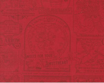 Vintage Valentine Advertising in Rose from Je T'aime by Stacy Iest Hsu for Moda Fabrics.  Continuous cuts of quilter's cotton fabric.