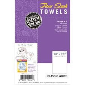 Flour Sack Tea Towels 18 x 28 inches set of 2 Aunt Martha's 100% Cotton 130 thread count