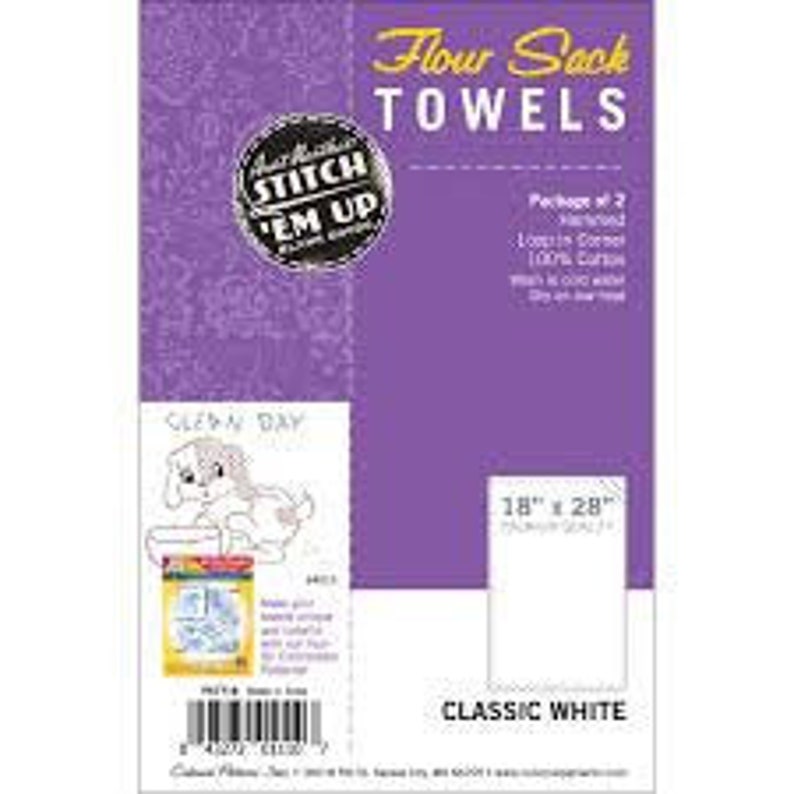 Flour Sack Tea Towels 18 x 28 inches set of 2 Aunt Martha's 100% Cotton 130 thread count