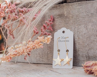 Beaten Brass, Gold Tempest 'Supernova' Star Hammered Statement Earrings, Handmade in Cornwall, Plastic Free. Bridal, Ready to Gift.