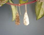 Beaten Brass, Gold Tempest 39 Ros 39 Elegant Tear Drop, Hammered Statement Earrings, Handmade in Cornwall, Plastic Free. Bridal, Ready to Gift.