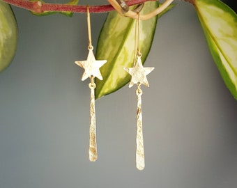 Tempest 'Maris' Beaten Brass Statement Earrings, Handmade in Cornwall, With Free Polishing Cloth, Plastic Free Shop