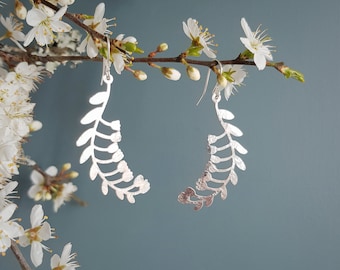 Silver Cornish 'Hellys' Floral earrings, Hammered, Eco Friendly Stainless Steel, Made in Cornwall. Plastic free Product, P&P, Ready to Gift.