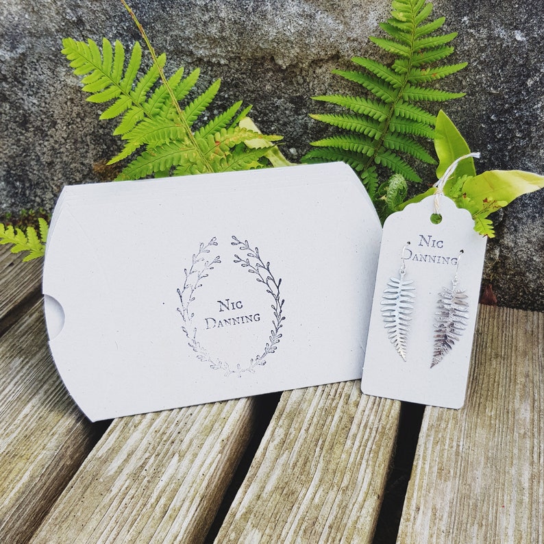 Silver Leaf 'Fern' Earrings, Hammered, Eco Friendly Stainless steel, Made in Cornwall. Plastic free Product, P&P, Ready to Gift. image 5