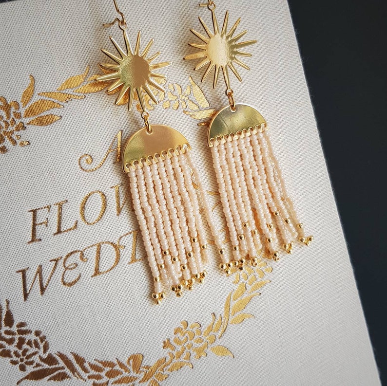 Hera Gold 'Oracle' Earrings, in Ivory Pearl. Gold Plated. Vegan Option Available. Free Polishing Cloth Included. Plastic Free Shop. image 2