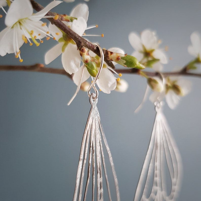 Silver Wings 'Naiad' Earrings, Hammered, Eco Friendly Stainless Steel, Made in Cornwall. Plastic free Product, P&P, Ready to Gift. image 6