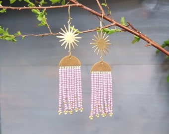 Hera 'Oracle' Earrings, in 'Syringa' Lilac. Made in Cornwall. Free Polishing Cloth Included. Plastic Free Shop.