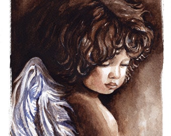 Christmas Angel Print - Guardian Angel Wall Art