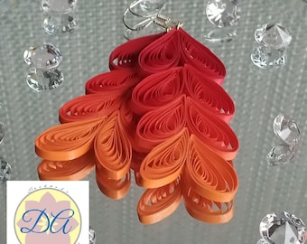 Autumn Leaves Quilling Earrings: Colorful Paper Filigree Jewelry