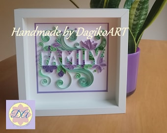 Family Quilling Art: Handmade Framed Wall Decor (10x10)