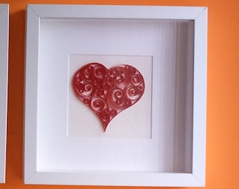 Quilling Heart Wall Art: Handmade Framed Picture (10x10)
