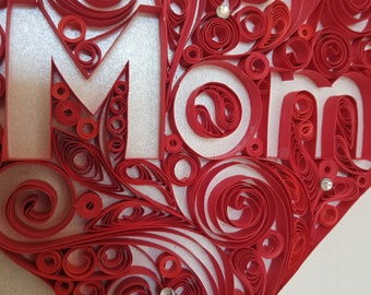 Mom Heart Quilling Wall Art, Framed Mother's Day Gift