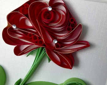 Red Rose Quilling Art: Handmade Floral Wall Decor (10x10 inch)