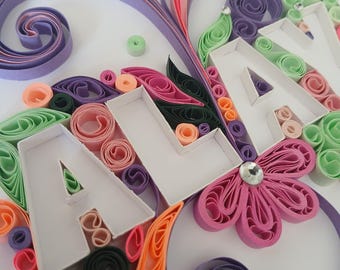 Personalized Baby Gift, Colourful, Birthday Gift, Unique Wall Decoration, ALAYNA in Frame