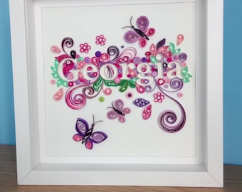 Quilled Name in frame, Personalized Baby Gift, Colourful, Unique, one of a kind