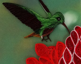 Quilling Art: Green Hummingbird Framed Wall Decor