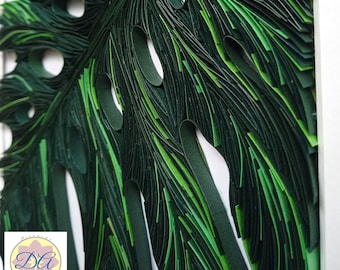 Monstera Quilling Art: Handmade Framed Palm Leaf Picture