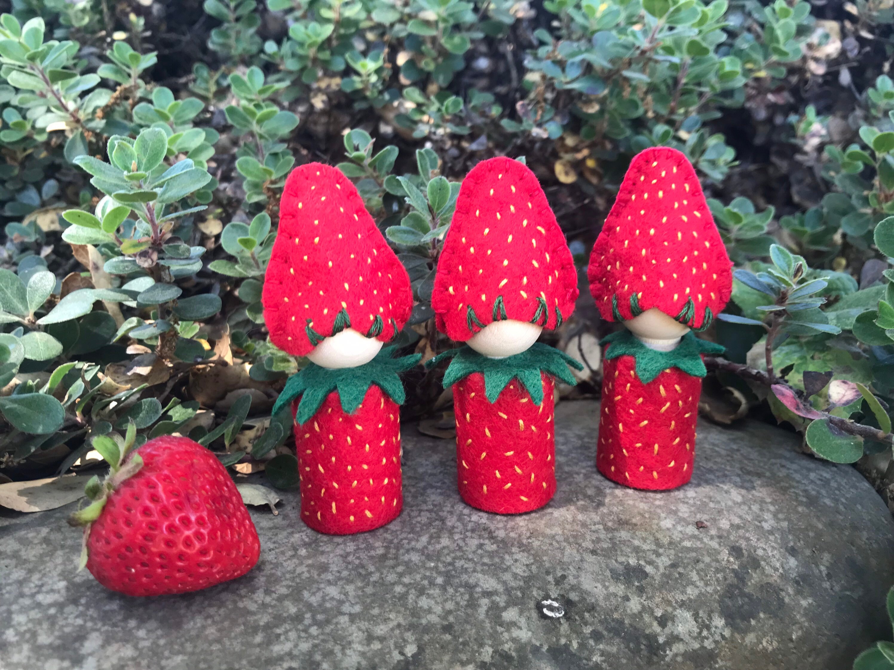 Strawberry gnome. Summer gnome. Fruit gnome. Wood Peg doll. Etsy