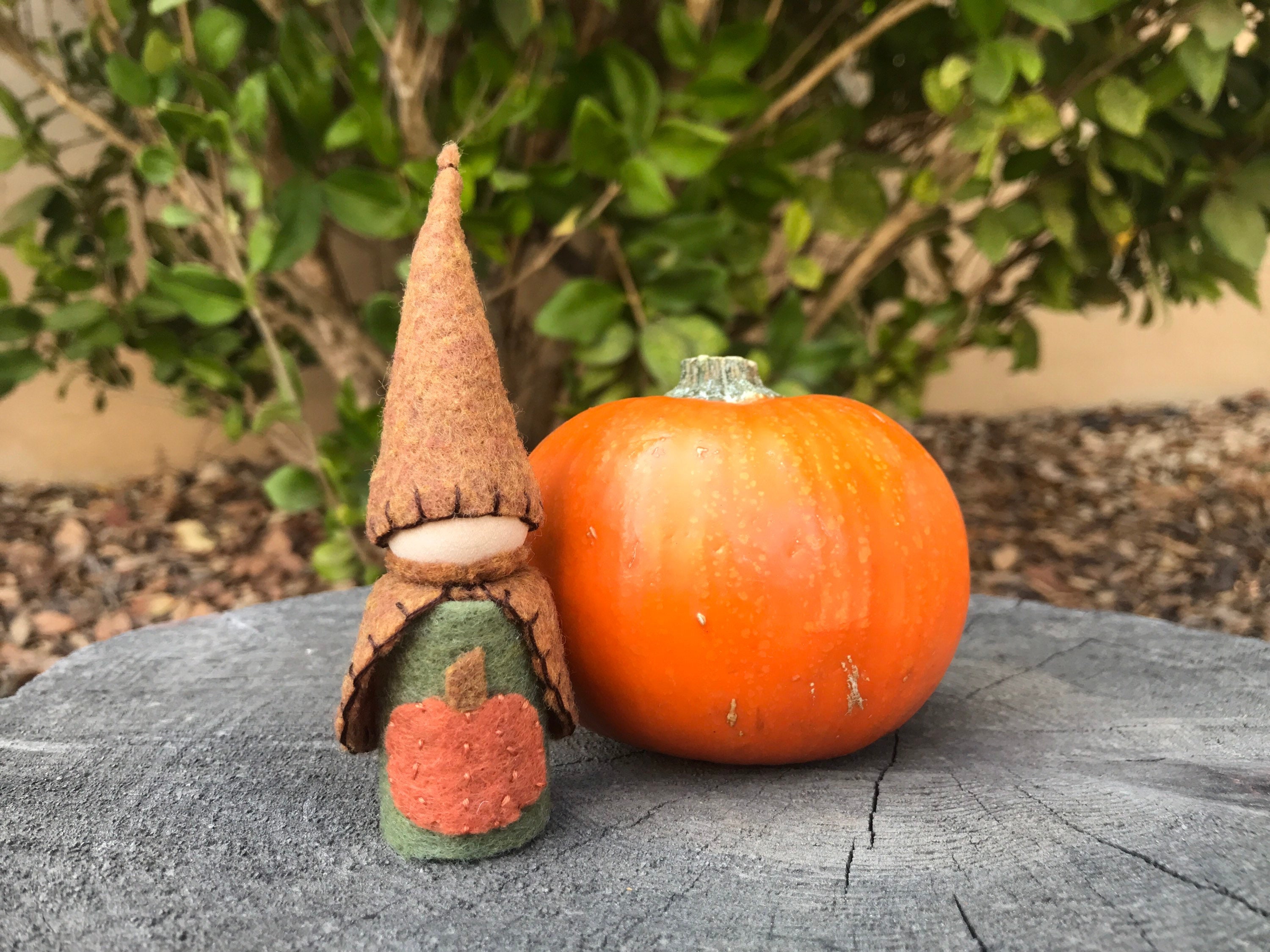 Gnomo calabaza. Muñeco de madera. Gnomo de caída. Waldorf. Etsy España
