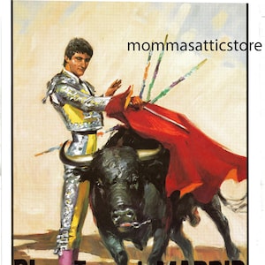 Vintage Plaza Toros de Madrid Bullfight Large Unused Poster Spanish Commercial Art Grandiosa Corrida Great Bullfight Juan Cuellar Romerito