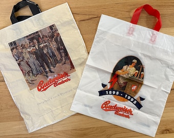 Vintage Budweiser Budvar Shopping Bags (2) – Czech Brewery Tour Souvenir