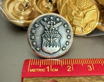 Vintage USAF Button: Silver Toned Uniform Coat Button by Scovill