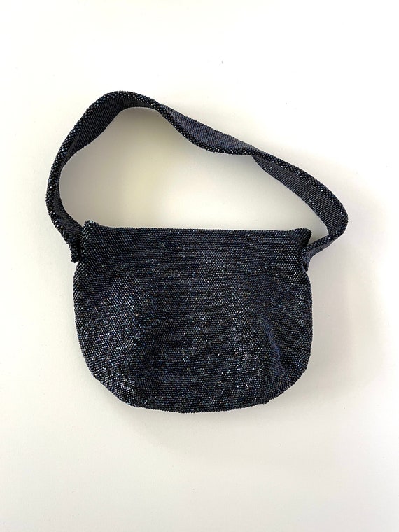 Vintage Black Iridescent Beads Beaded Purse - Unf… - image 2