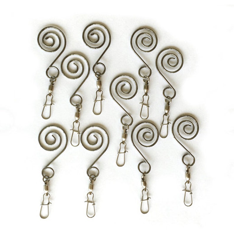 Swivel Ornament Hooks Hangers for Small Objects to Freely Spin or Turn Them Silver Toned