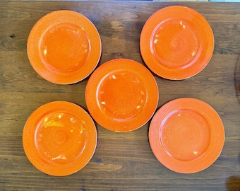 Platos pequeños naranjas vintage pintados a mano en Japón para postre, pan y mantequilla.