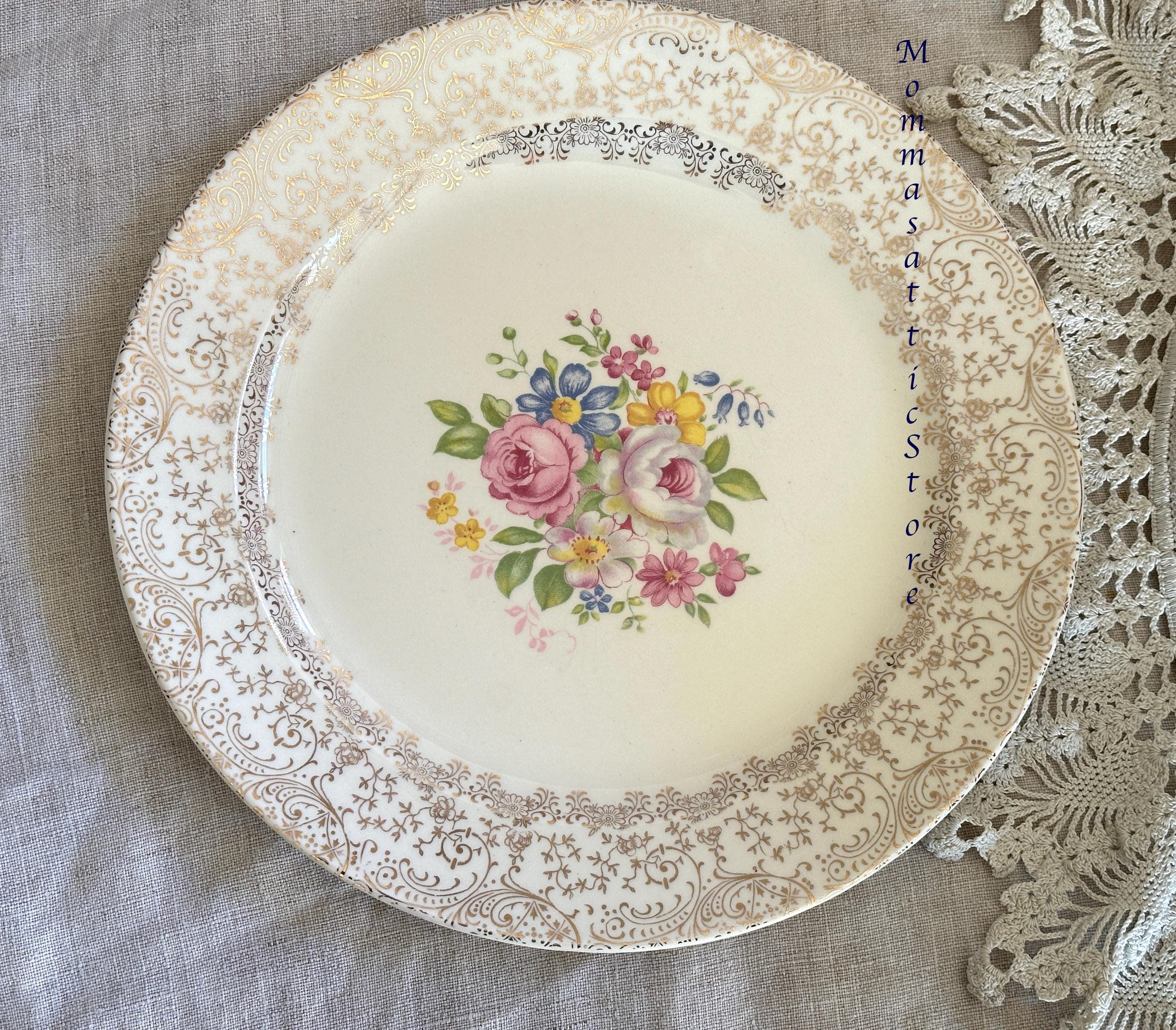 Vintage Rose Glory Dinner Plate: Royal China 22K Gold Trim, 1950s