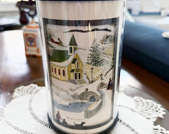 Vintage PartyLite Express It Votive Luminary Lantern Winter Town Scene Imagination