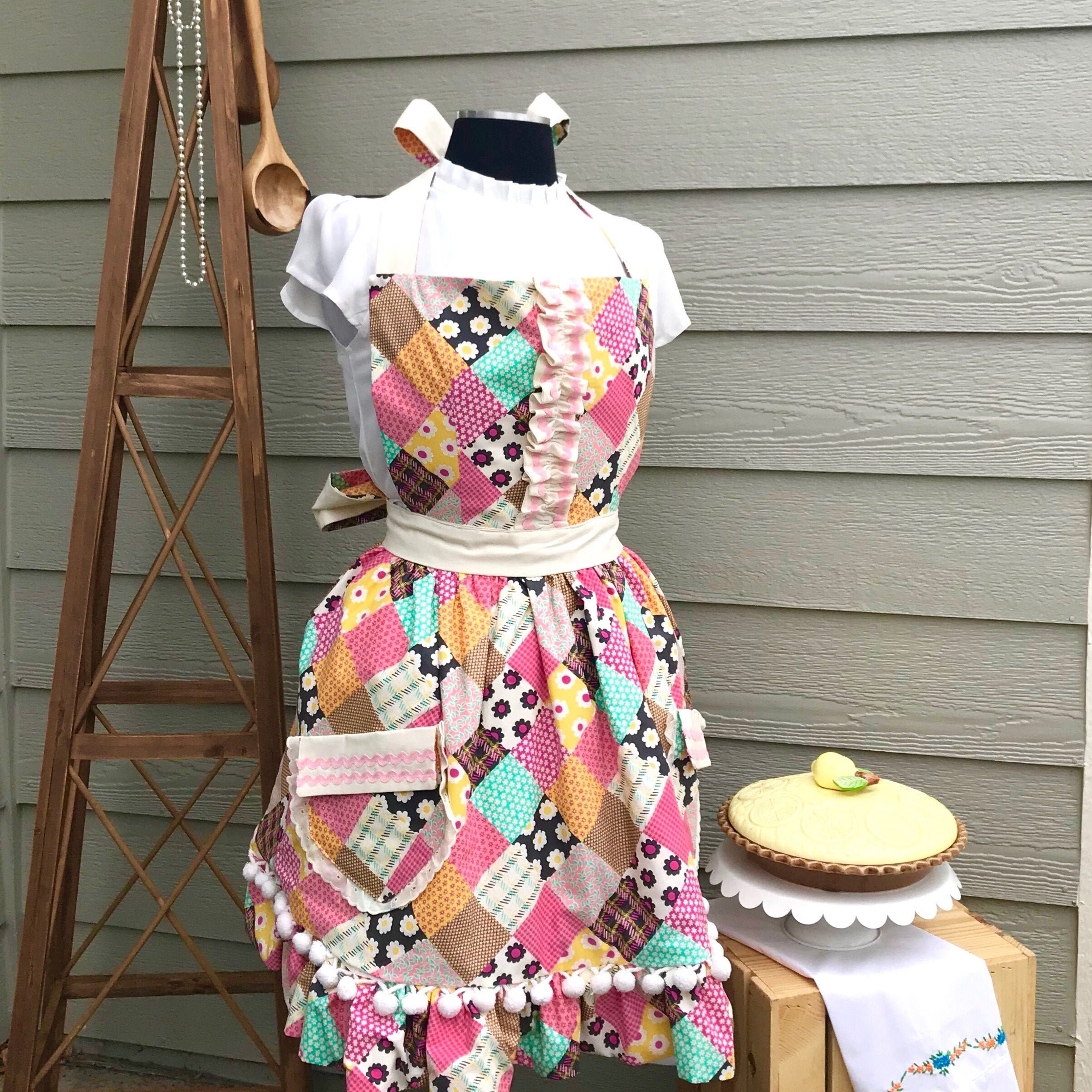 Reversible Full Apron with Pockets Quilted Pattern Etsy