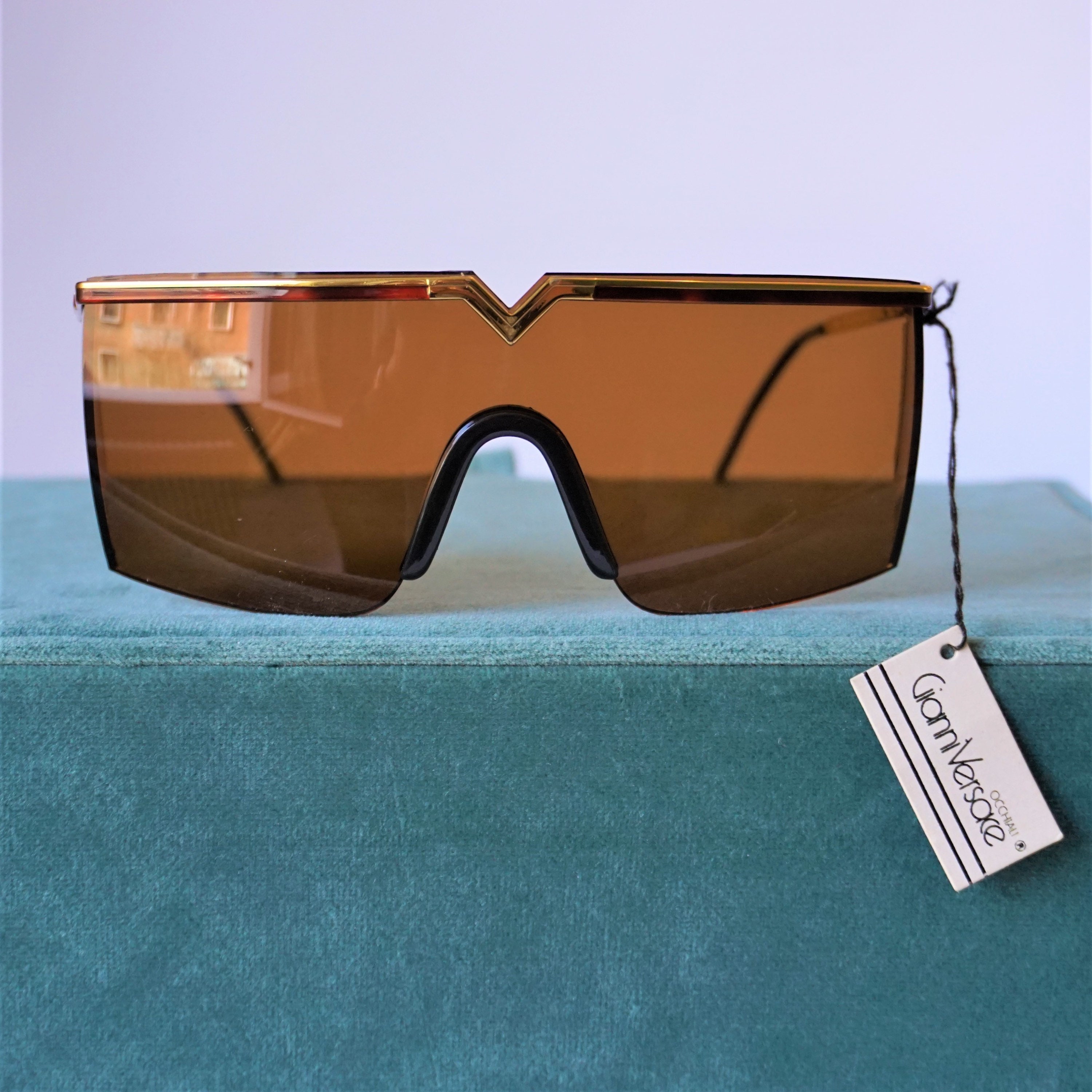 Vintage Gianni Versace S90 Shield Sunglasses 1980s Italian 