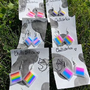 LGBTQIA+ Perler Fuse Bead Earrings