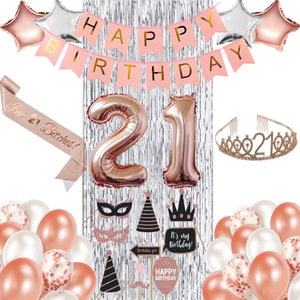 21 Birthday Decorations Rose Gold Party Decorations Happy 21st Birthday Decorations For Her Rose Gold Decorations
