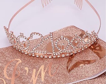 Elegant 21st Birthday Sash & Tiara Combo - Must-Have For Her Special Day Celebrate 21st Birthday in Style Sash and Tiara Set for Her Outfit