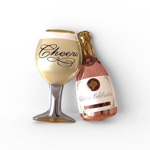 Rose Gold Champagne Balloon Champagne Goblet Wine Glass Balloon Engagement Party Bridal Shower Bachelorette Party Champagne Bottle Balloon