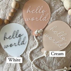 Acrylic Birth Announcement Sign Photo Prop Hospital Newborn New Baby Hello World Balloon image 4