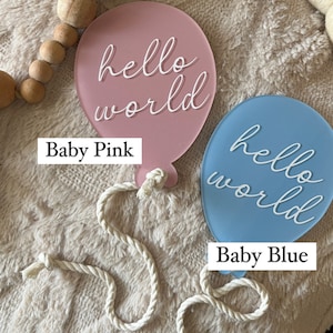 Acrylic Birth Announcement Sign Photo Prop Hospital Newborn New Baby Hello World Balloon image 5