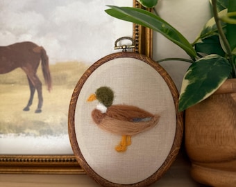 Needle Felt Nursery Sign Photo Prop Newborn New Baby Mallard Duck Embroidery Hand Made